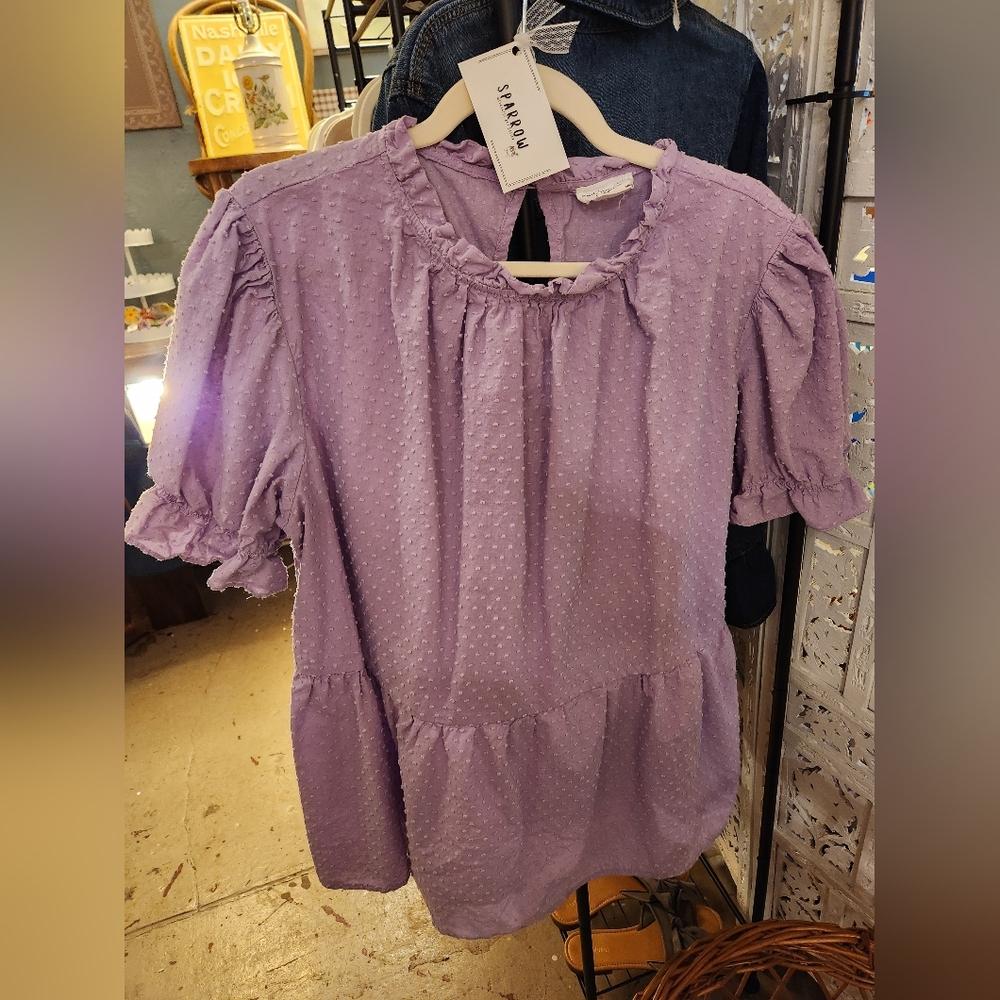 Chic Soul Lilac Textured Blouse